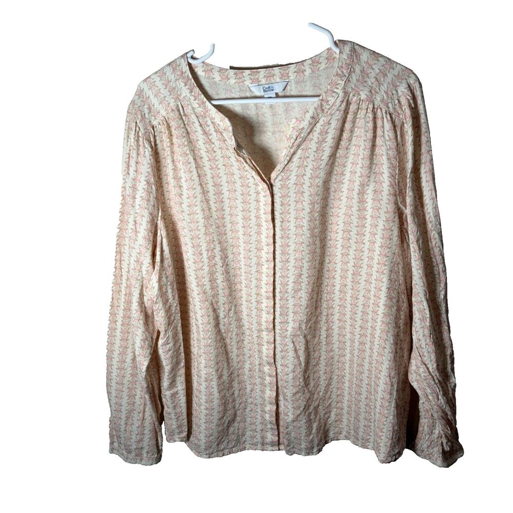 Croft & Barrow Shirt Women's XXL Floral Long Sleeve Button Up Casual Cottage Top